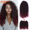 FASHION IDOL 200g 3pcs Afro Kinky Curly Braiding Hair Synthetic Crochet Hair 18 Inch Ombre Brown Passion Twist Hair Extensions