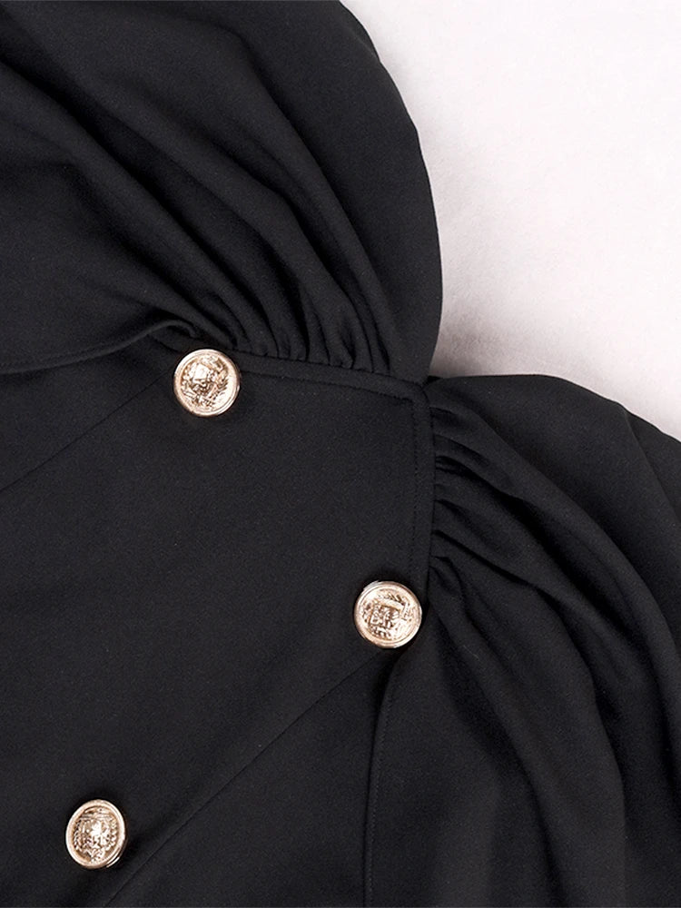 NewAsia Off the Shoulder Blazer Dress Double Breasted Anti slip Backless Ruched Low Cut Zipper Bodycon Robe Elegant Club Dresses