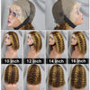 13x4 HD Lace Human Hair Short Human Hair Wigs Curly Color 4/27 Highlight Ombre Human Hair Deep Wave Bob Wigs Curly For Women