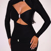 Articat Sexy Hollow Out Long Sleeved Elastic Tight Dress Women Pleats Double Layered Female Vestidos Elegant Party Evening Dress