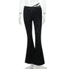 FAGADOER Sexy Lace See Through 2 Piece Sets Woman Outfit Hollow Out Crop Top + Flare Pants Female Y2K Streetwear Summer Spring
