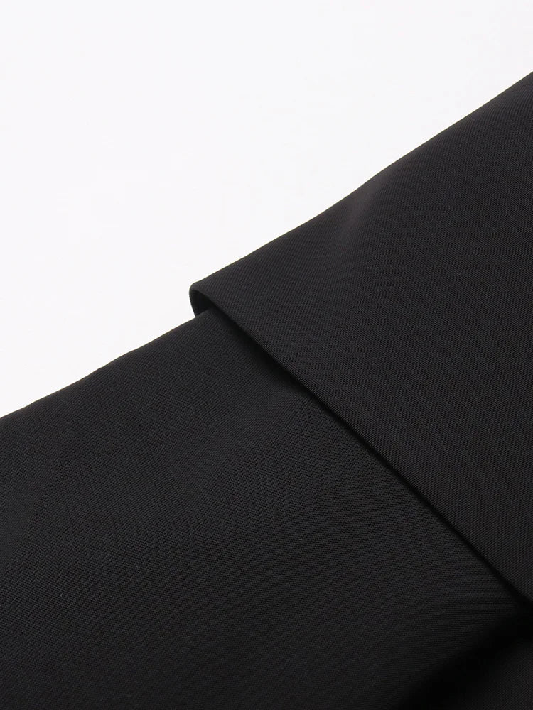 TWOTWINSTYLE Slash Neck Chic Blazers For Women Off Shoulder Long Sleeve Patchwork Single Button Solid Coat Female Clothes 2022