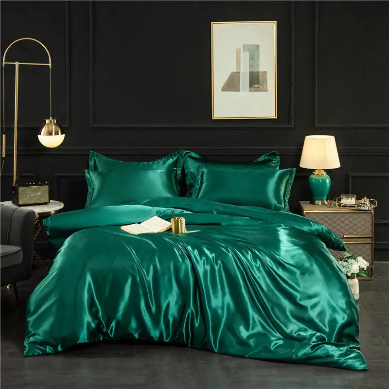 Luxury 100% Silk Bedding Set with Duvet Cover Set Double King Queen Size Bedding Cover Kit 4pcs Bed Cover Bed Linen Sets