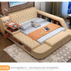 MANBAS Tech Smart Multifunctional Bed Frame with Genuine Leather, Bluetooth Speaker, and Massager Ultimate Soft Lit Tatami Camas