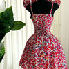 Elegant Floral Print A- Line Mini Dress with Bow Knot High Waist Slimming for Women Spring Season Fashion Casual Skirt