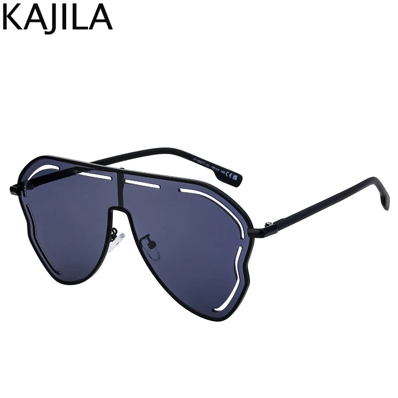 Oversized Hollow One-Piece Sunglasses Women Big Frame 2024 Luxury Brand Special-Shaped Sun Glasses For Ladies Eyewear Shades