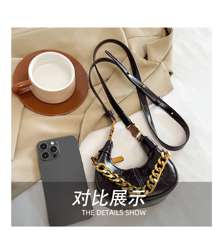 2024 Autumn Winter Mini Crossbody Bags For Women Luxury Half Moon Handbags For Ladies Purse Handle Bags Female Small Bag