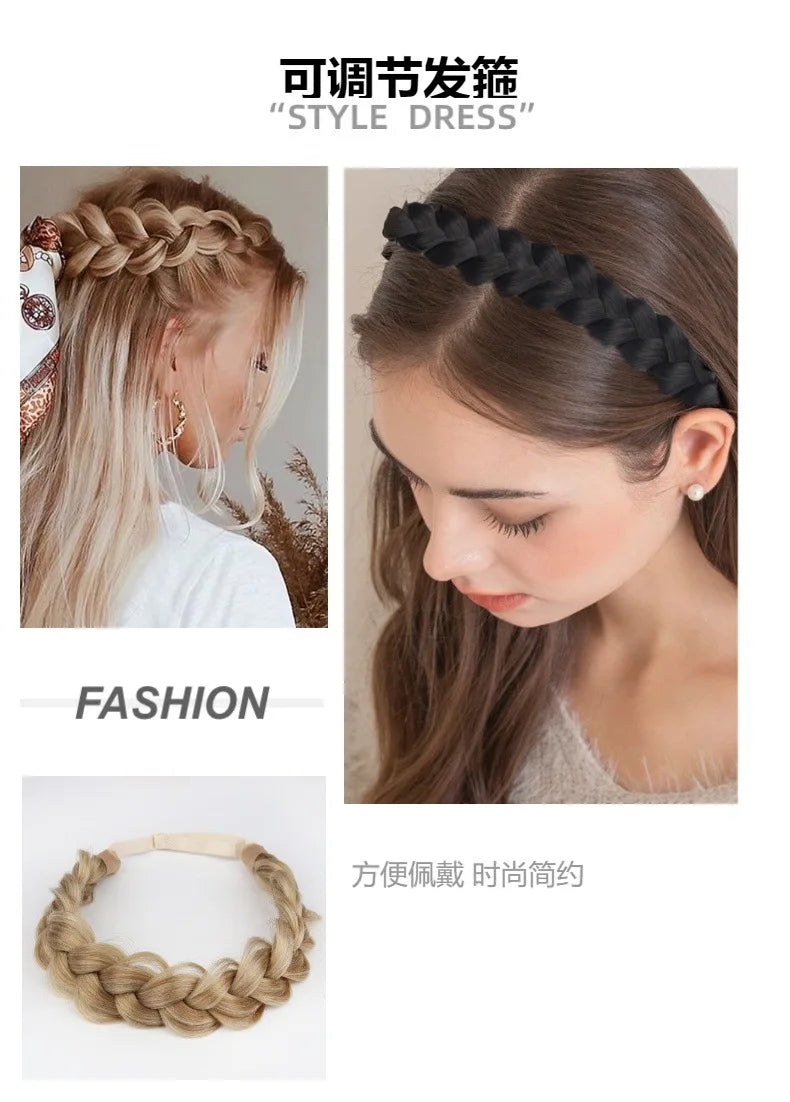 Synthetic Premium Adjustable Handmade Braided Elastic Band Hair Fashion Braiding Hair Headband Headwear For Women