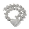 THE BLING KING Iced Out Big Heart Chain Collar Y2K 17mm Choker For Women Girl Micro Paved 5A Cubic Zircon Lovely Wedding Jewelry