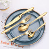 6/16/20/24Pcs Gold Tableware Stainless Steel 304 Cutlery Set Western Dinner Set Mirror Knife Fork Spoon Smooth Handle Flatware