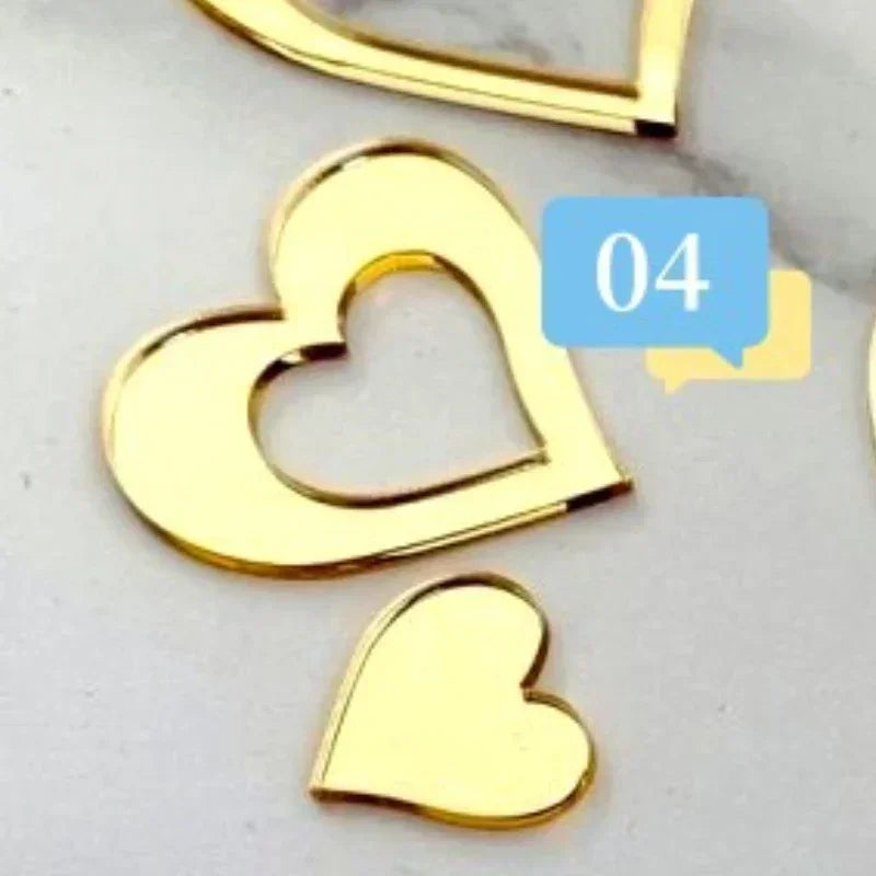 10Pc/set Ins Style Love Heart Acrylic Cake Topper Birthday Valentine's Day Cake Decoration Wedding Cake Side Acrylic Insert