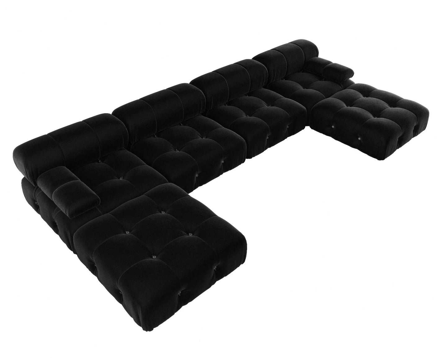 Modern Sectional Sofas Living Room U-Shaped Minimalist Velvet Fabric Large Sofa Couches Luxury 6-Seat Couch with Chaise Ottomans
