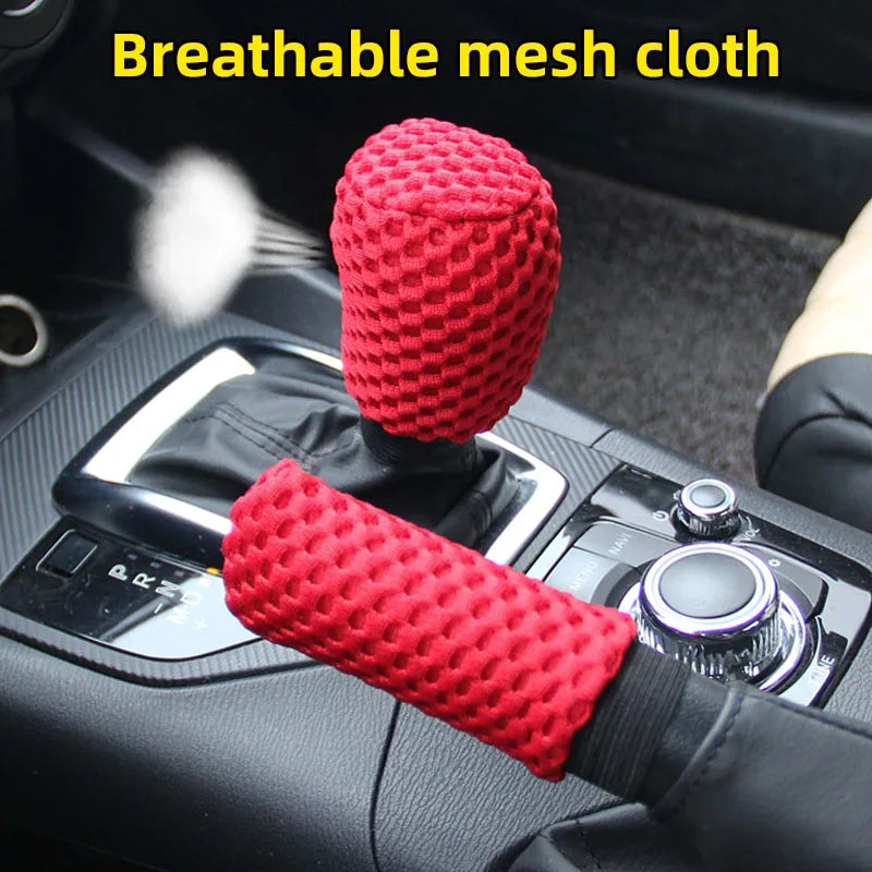 Car Supplies Flash Diamond Encrusted Plush Leather Cloth Art Breathable Handbrake Set File Handle Set GM Interior Supplies