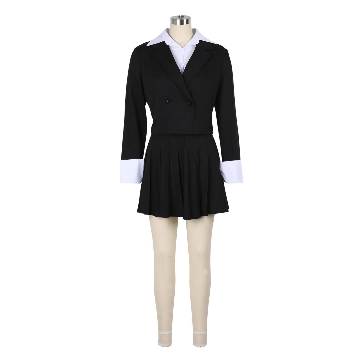 BWQ 2024 INS Women Fashion Pleated Mini Skirts Suit and Shirt Patchwork Long Sleeve Blazer Matching 2 Two Piece Set Outfits