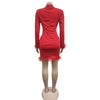 FANAN Elegant Women Double Breasted Tassel Hem and Long Sleeve Notched Collar Lace Waist Patchwork Blazer Dress Vestidos 2022