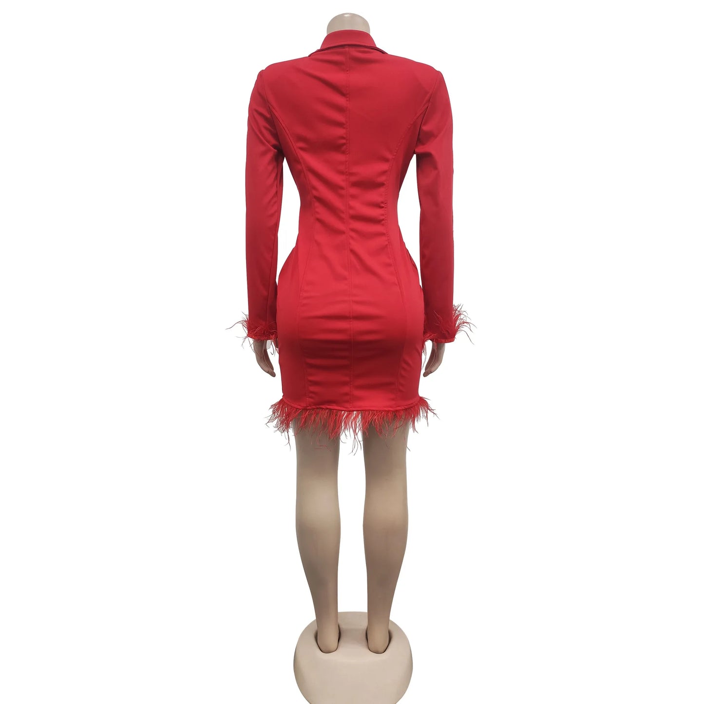 FANAN Elegant Women Double Breasted Tassel Hem and Long Sleeve Notched Collar Lace Waist Patchwork Blazer Dress Vestidos 2022