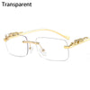 Square Rimless Sunglasses Women Men Cut Edge Golden Leopard Small Frame Sun Glasses Designer Retro Shade Eyewear UV400 oculos