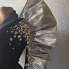 Sparkly Sequins Rhinestones Big Sleeves Black Jacket Sexy Singer Dancer Nightclub Jazz Dance Costume Performance Show Stage Wear