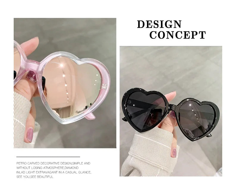 New Love Heart Shaped Polarized Sunglasses Women Fashion Cute Retro Vintage Gradient Sun Glasses UV400 Protection Unisex Eyewear