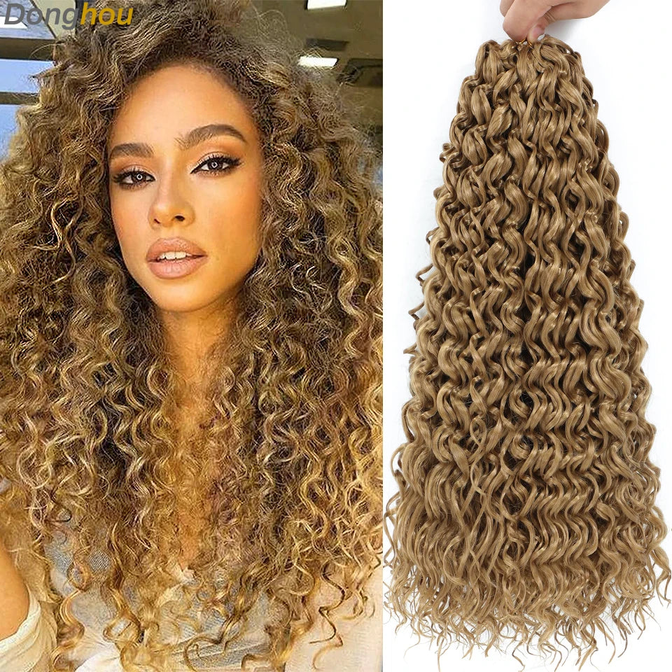 Beach Curl Crochet Hair Gogo Curl Crochet Hair 18 Inch Ombre Brown Blonde Bug Ginger T30 Synthetic Deep Wave Twist Crochet Braid