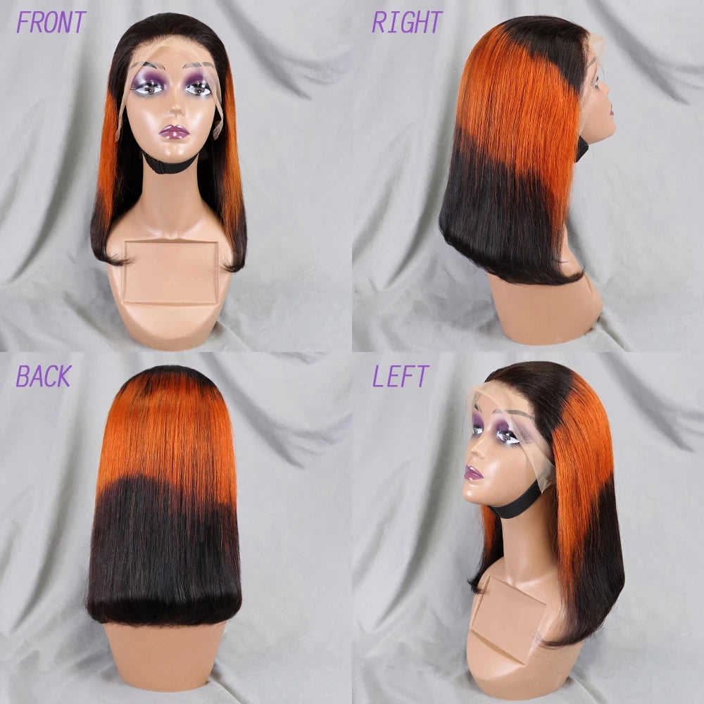 4/30/4 Color Human Hair Bob Wig Straight 13x4 Lace Front Human Hair Wigs Brazilian Wig Short Human Hair Bob Wigs Ombre Wig
