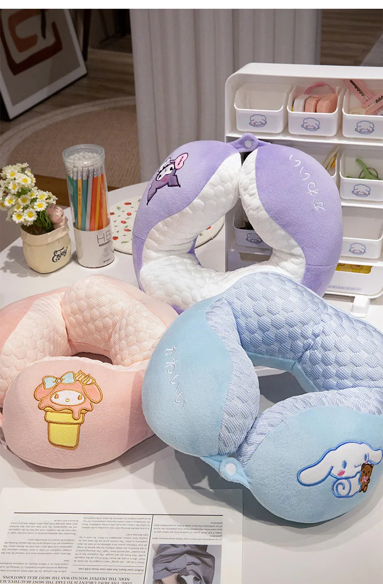 Lovely Kuromi My Melody U-shaped Neck Pillow Kawaii Japanese Style Cinnamoroll Travel Nap Pillow Skin Friendly Thickened Girl