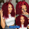 Brazilian Deep Wave 99J Burgundy Lace Front Human Hair Wig 13x4 Deep Curly Short Bob Wigs Human Hair Red Colored Water Wave Wigs