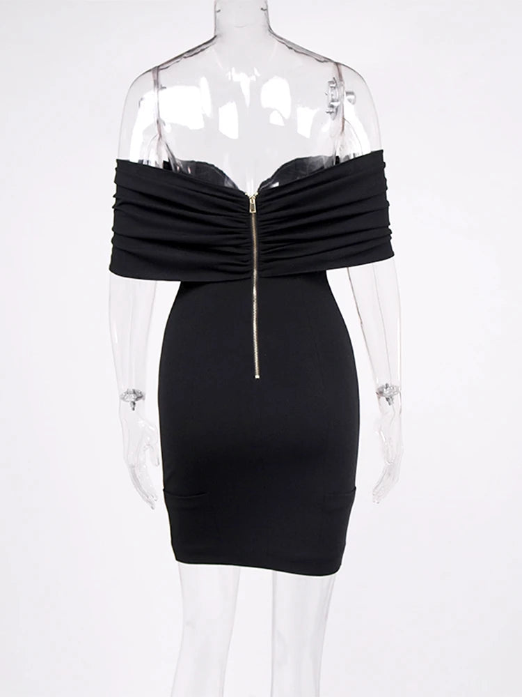 NewAsia Off the Shoulder Blazer Dress Double Breasted Anti slip Backless Ruched Low Cut Zipper Bodycon Robe Elegant Club Dresses