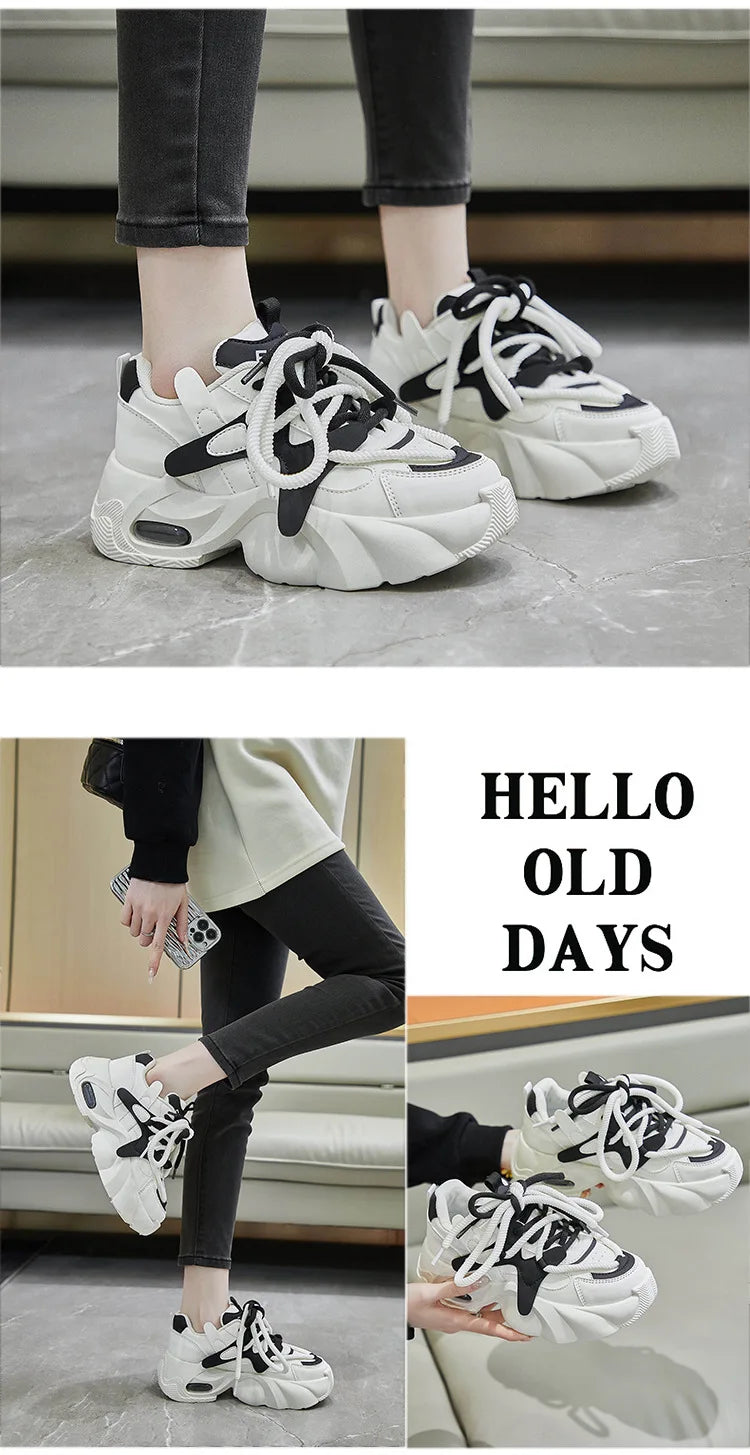 2024 Spring Autumn Women's Chunky Sneakers Breathable Platform Sports Shoes for Women Fashion Thick Sole Vulcanized Shoes