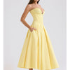 Mingmingxi Summer Strapless Bodycon Dresses Women 2024 New Arrivals Elegant Formal Occasion Dress Yellow Guest Party Dresses