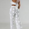 Sexy see through lace up vacation jumpsuits women summer body party club outfits streetwear womens jumpsuit Wide leg pants sets