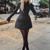 Dulzura Long Sleeves Zipper Bodycon Mini Dress With Pocket Solid Elegant Outfit Office Streetwear Women’S Autumn Winter Clothes