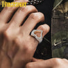 New Full Iced Out Bling Hollow Heart Ring Gold Silver Color 5A CZ Micro Pave Cubic Zircon Rings Hip Hop Punk Men Women Jewelry