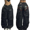 2024 New American Trend Retro Hip-hop Embroidery Pattern Baggy Jeans For Men And Women Y2K Harajuku Gothic Wide Pants Streetwear