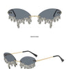 Diamond Rimless Sunglasses Women Luxury Brand Rhinestone Sun Glasses Ladies Sexy Tear Shape Punk Party Eyewear gafas de sol