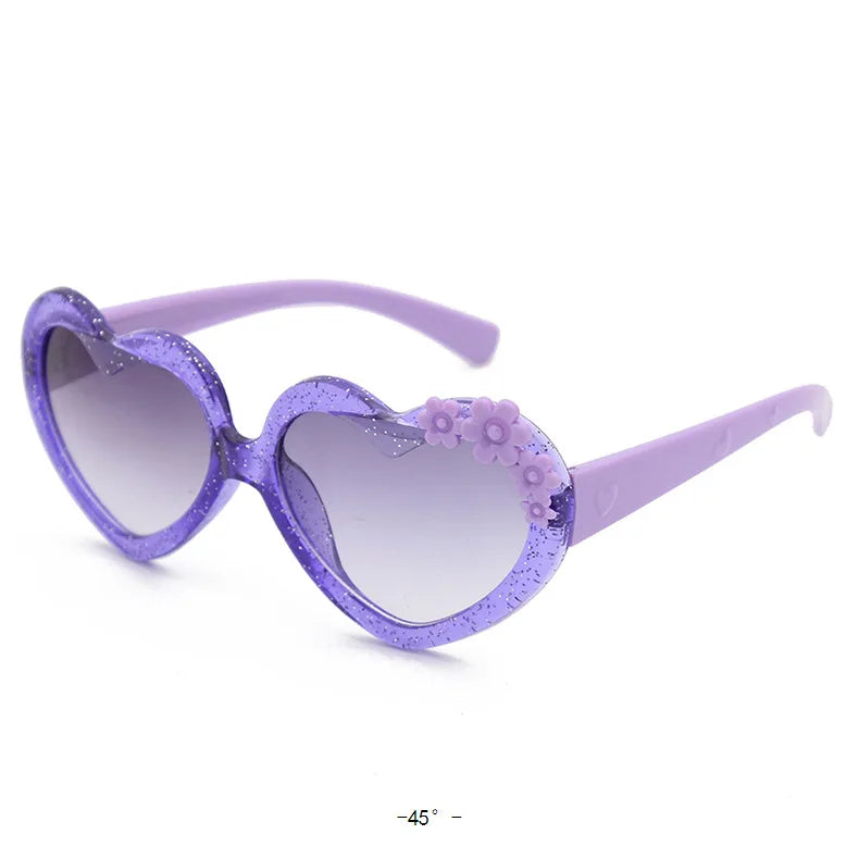 Girls Boys Love Heart Sunglasses Outdoor Sun Protection Children Lovely Flower Vintage Sun Glasses Classic Kids Eyewear UV400