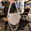 Bling Tassel Heart-shape Satin Bag Glitter Rhinestone Diamond Evening Bag Women Handbag Wedding Party Clutch Purse Crossbody Bag