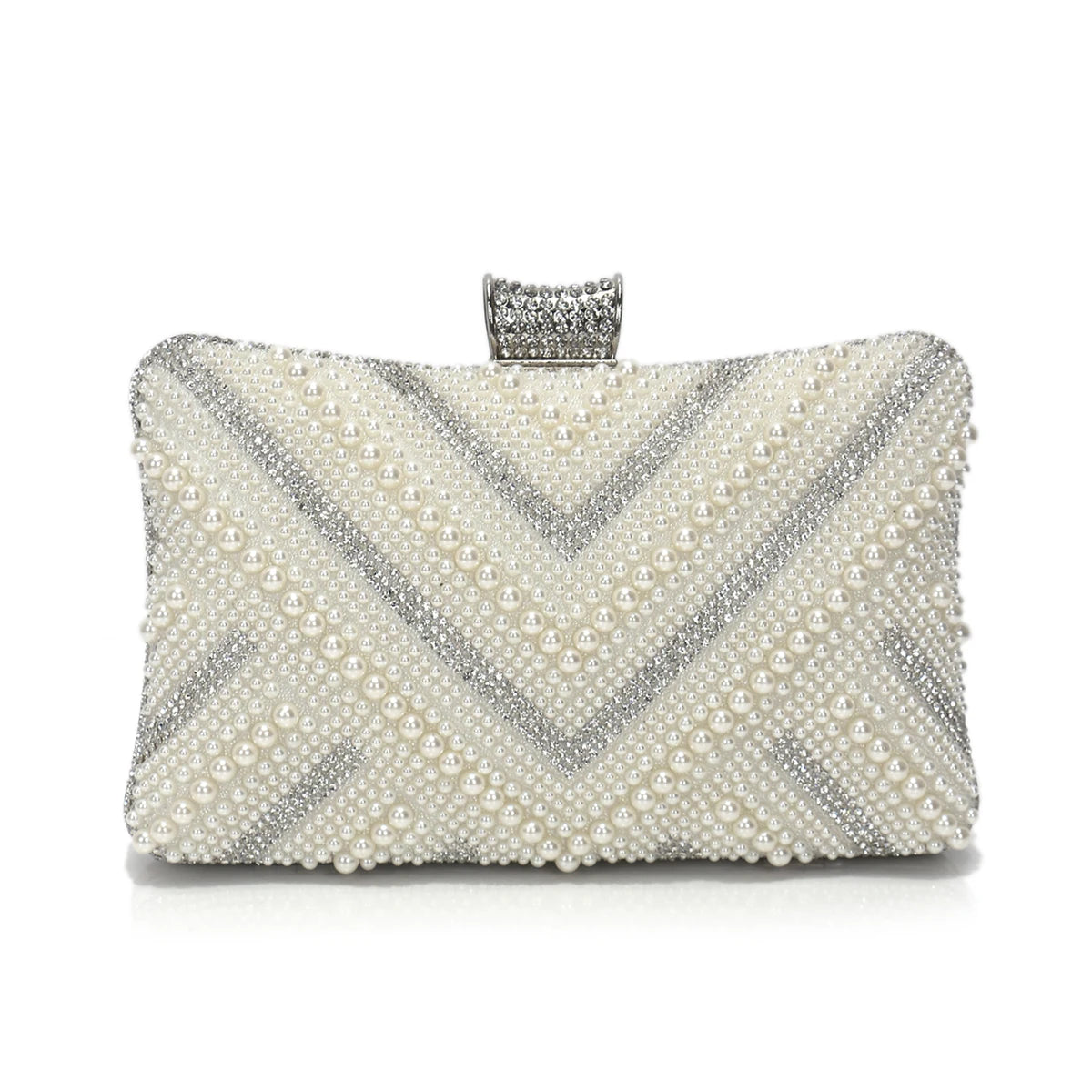 Beading Women Clutch Bags Pearl Hollow Out Metal Chain Shoulder Handbags Flap Glitter Rhinestones Party Dinner Prom Cocktail Eve