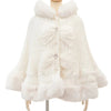 Japanese Liz Sweet Princess Faux Rabbit Fur Cape Coat Women Autumn Winter Fur Jacket Loose Clock Rhinestone Bow Hooded Coat