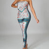 Summer Printed Two Piece Pants Set Sleeveless Crop Top Women Satin Fabric Stretchy Yoga Women 2 Pieces Sets Don Legging Set