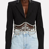 TWOTWINSTYLE Solid Casual Patchwork Diamonds Chain Slim Blazer For Women Notched Collar Long Sleeve Temperament Blazers Female