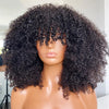 Afro Kinky Curly Wigs with Bangs 250% Density Brazilian Remy Human Hair Full Machine Made Wigs Short Afro Curly Wigs For Women