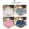 ITOOLIN Women Vintage Tassels Denim Shorts Button Loose High Waist A-line Jean Shorts Casual Women Office Trousers Streetwear