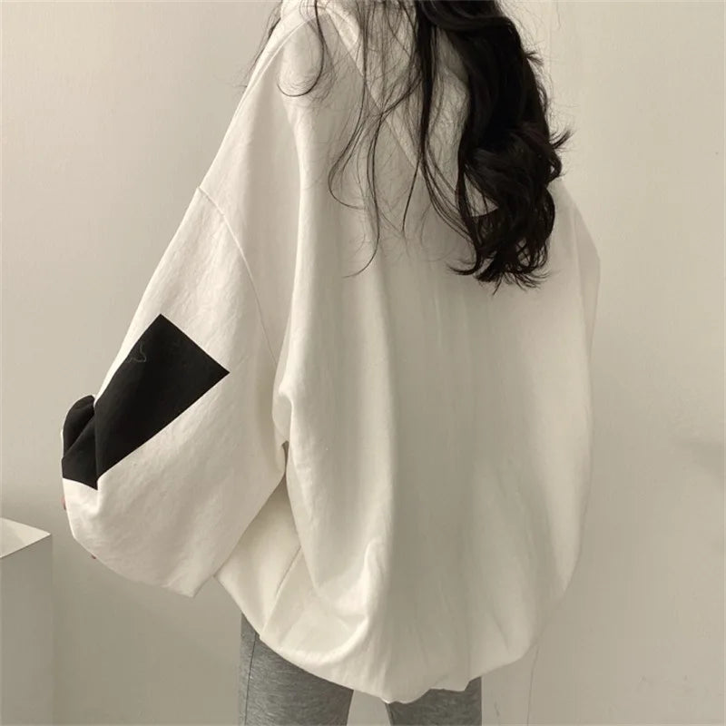 Spring Autumn Women Hoodies Fashion Letter Printed Female Oversized Sweatshirts Long Sleeve Ladies Casual Hooded Pullover Tops