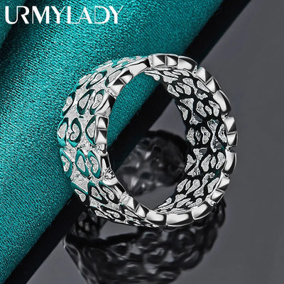 URMYLADY 925 Sterling Silver Hollow Heart 7-10# Ring For Women Wedding Charm Engagement Fashion Jewelry