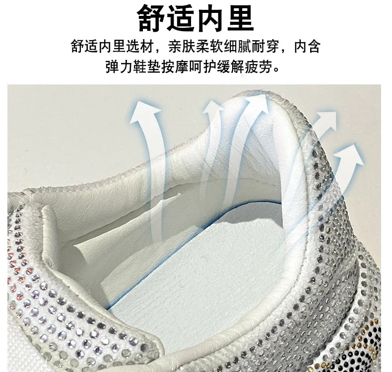 2024 Autumn New Luxury Women's Sports Shoes Cartoon Water Diamond Women's Shoes Luxury Fashion Flat Casual Shoes zapatos mujer
