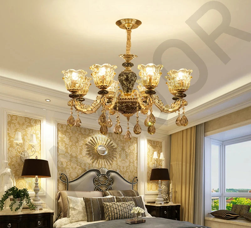 Chandelier Living Room Grand Luxury Crystal Lamp Dining Room Bedroom Decoration French Retro Chandelier Lighting Fixtures