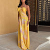 Women's Floral Print Sexy Halterneck Strappy Strapless Backless Slim Long Dress 2024 Summer Holiday Beach Loose Evening Vestidos