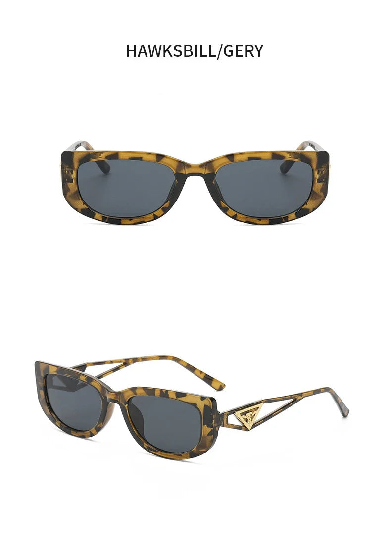 New Small Frame Cat Eye Sunglasses Women Personality Hollow Triangle Sun Glasses Men Trendy Retro Oval Gafas De Sol Mujer