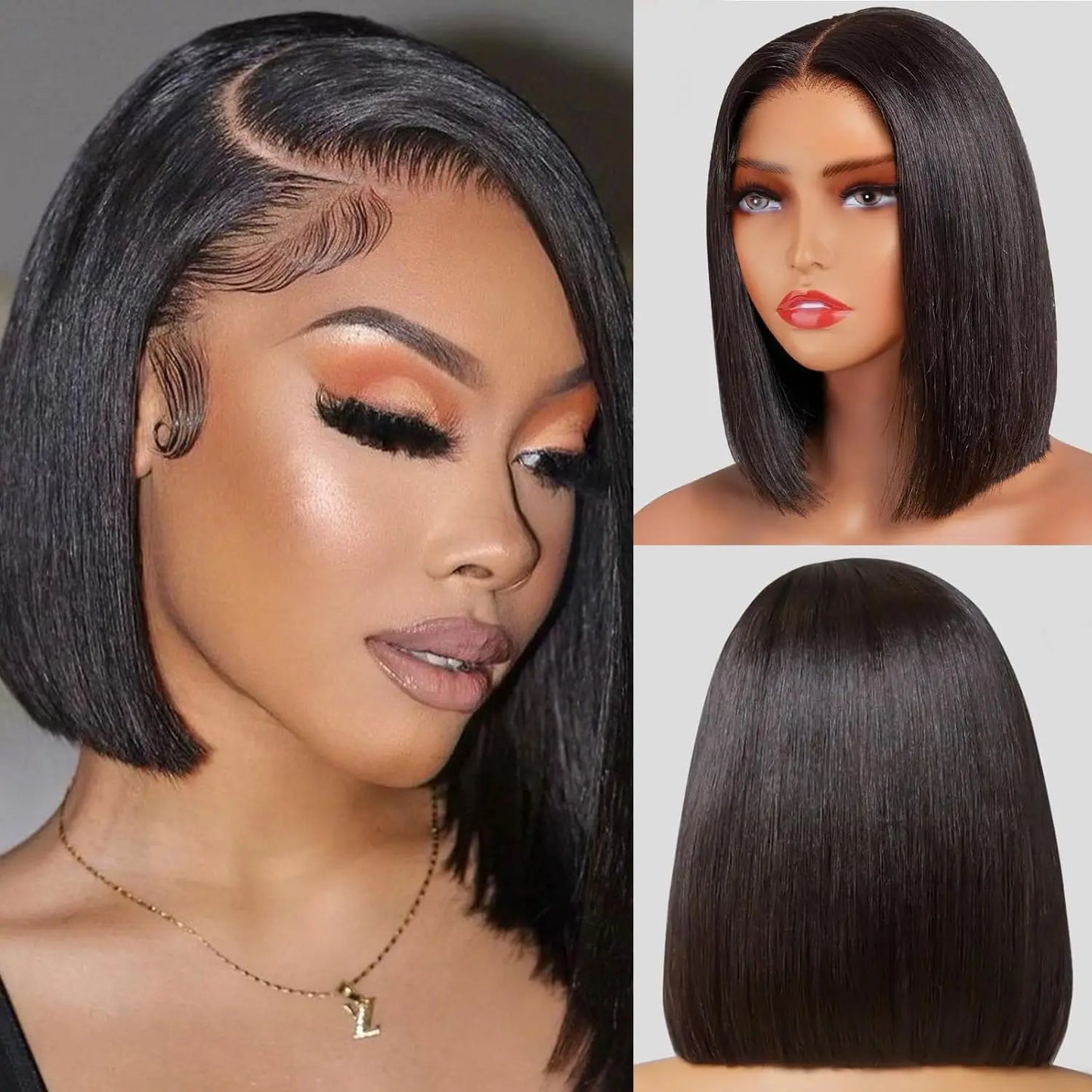 Brazilian Human Hair Wig Remy Bone Straight Hair Bob Wigs Full Machine Made Wig for Women 8-16 Inches Swiss Lace Bob Wigs 150%